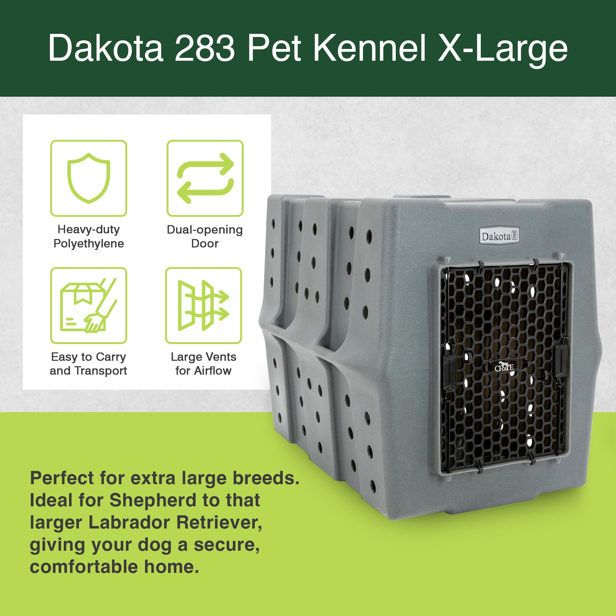 Dakota 283 Canine Rough & Tough Economy Pet Kennel, X-Large, Granite (Open Box)