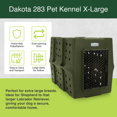 Dakota 283 Canine Rough and Tough Economy Kennel, Pet Crate, X-Large, Olive (For Parts)
