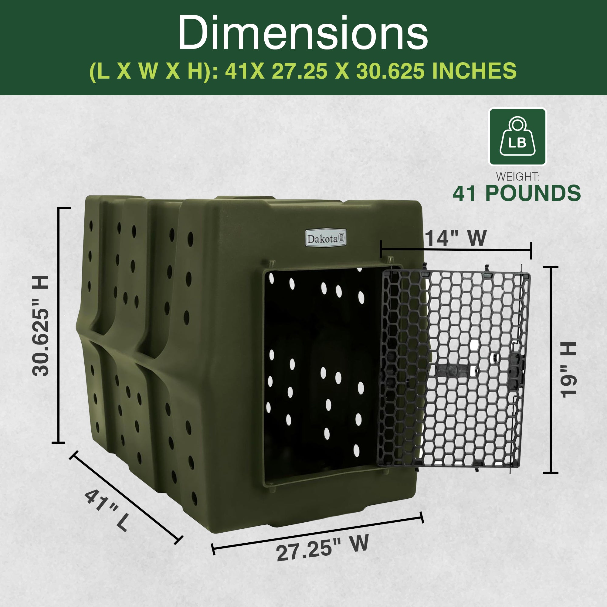 Dakota 283 Canine Rough & Tough Economy Kennel, Pet Crate Olive (Open Box)
