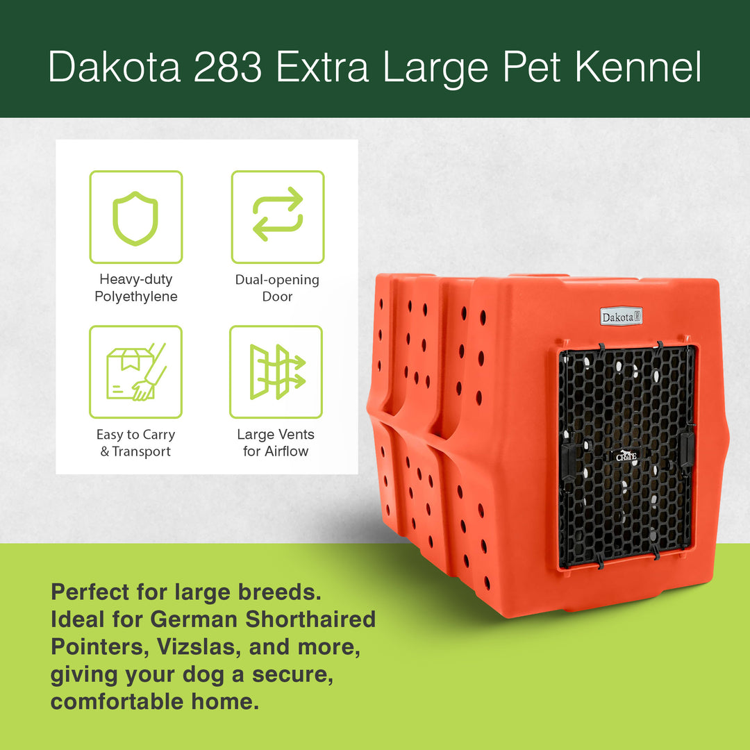 Dakota 283 Canine Rough and Tough Economy Kennel, XL Pet Crate Orange (Open Box)