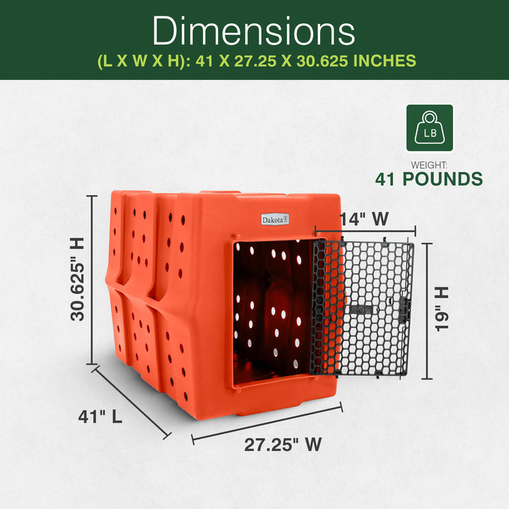 Dakota 283 Canine Rough and Tough Economy Kennel, XL Pet Crate Orange (Open Box)