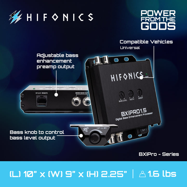 Hifonics BXIPRO1.5 Bass Enhancer, Digital Processor, Dash Mount Remote Control