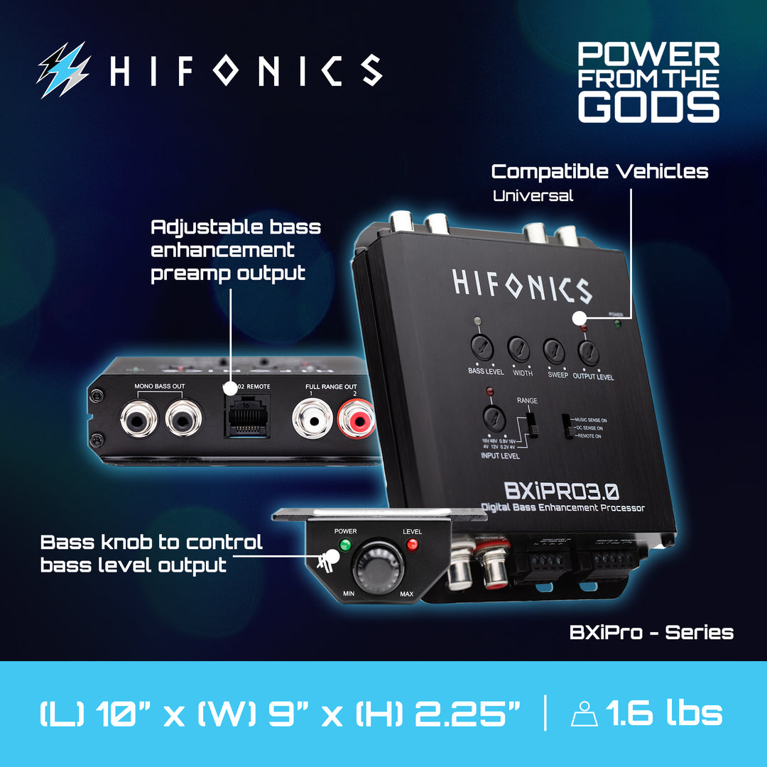 Hifonics BXIPRO3.0 Bass Enhancer, Digital Processor, Dash Mount Remote Control
