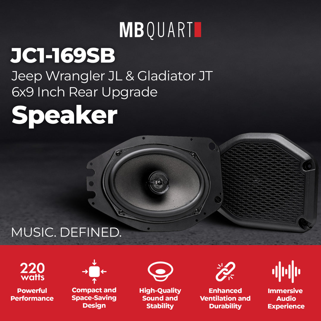MB Quart 6"x9" Rear Speaker Upgrade for Jeep Wrangler JL & Gladiator JT, (Pair)