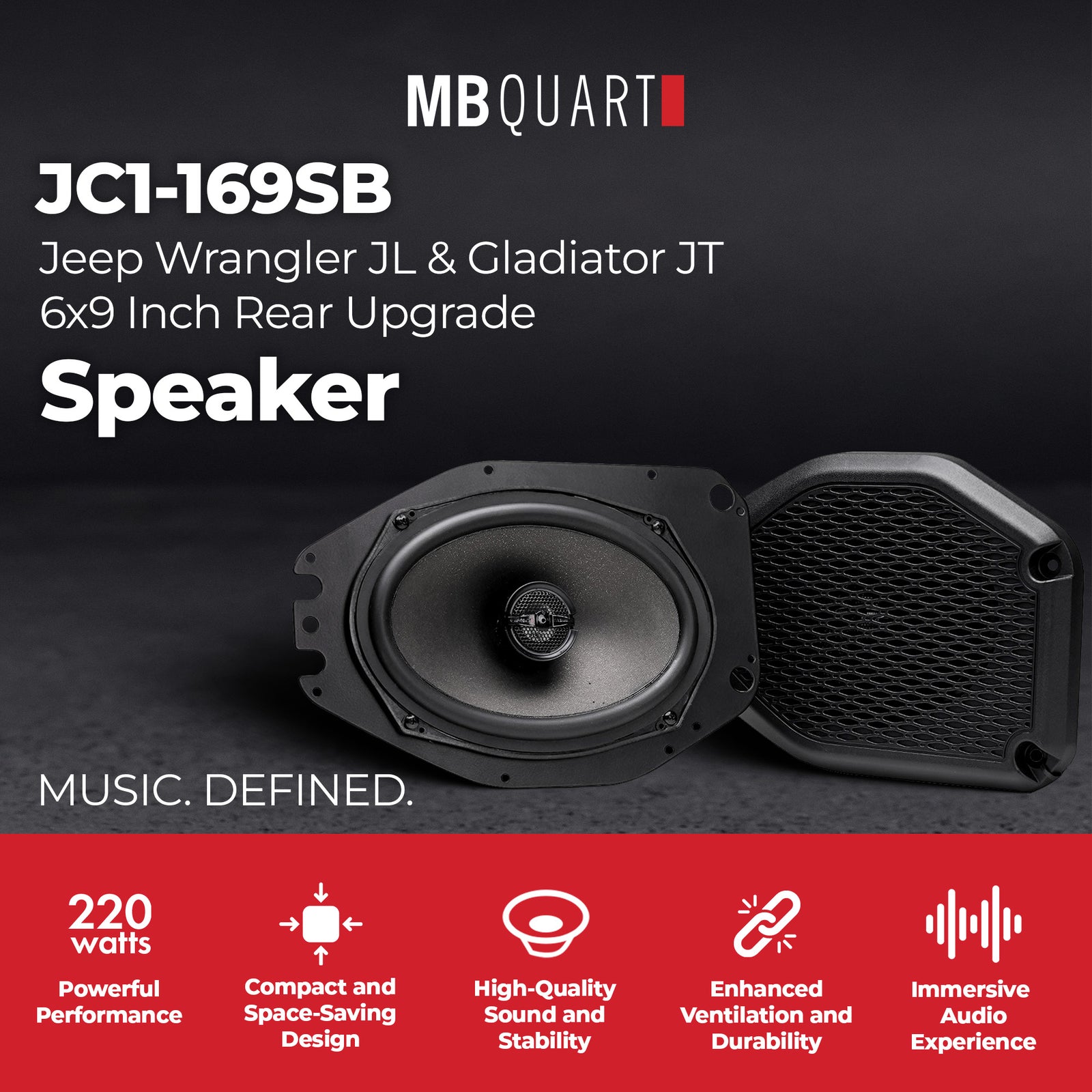 MB Quart 6"x9" Rear Speaker Upgrade for Jeep Wrangler JL & Gladiator JT, (Pair) - VMInnovations