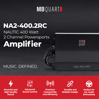 MB Quart NA2-400.2RC 400W Nautic Powersports Amplifier, Marine Grade, Heavy Duty - VMInnovations