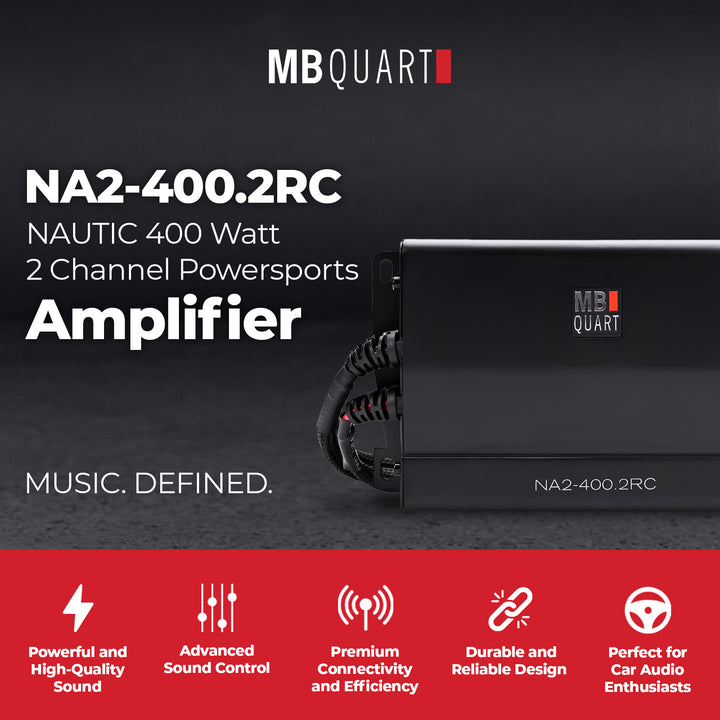 MB Quart NA2-400.2RC 400W Nautic Powersports Amplifier, Marine Grade, Heavy Duty