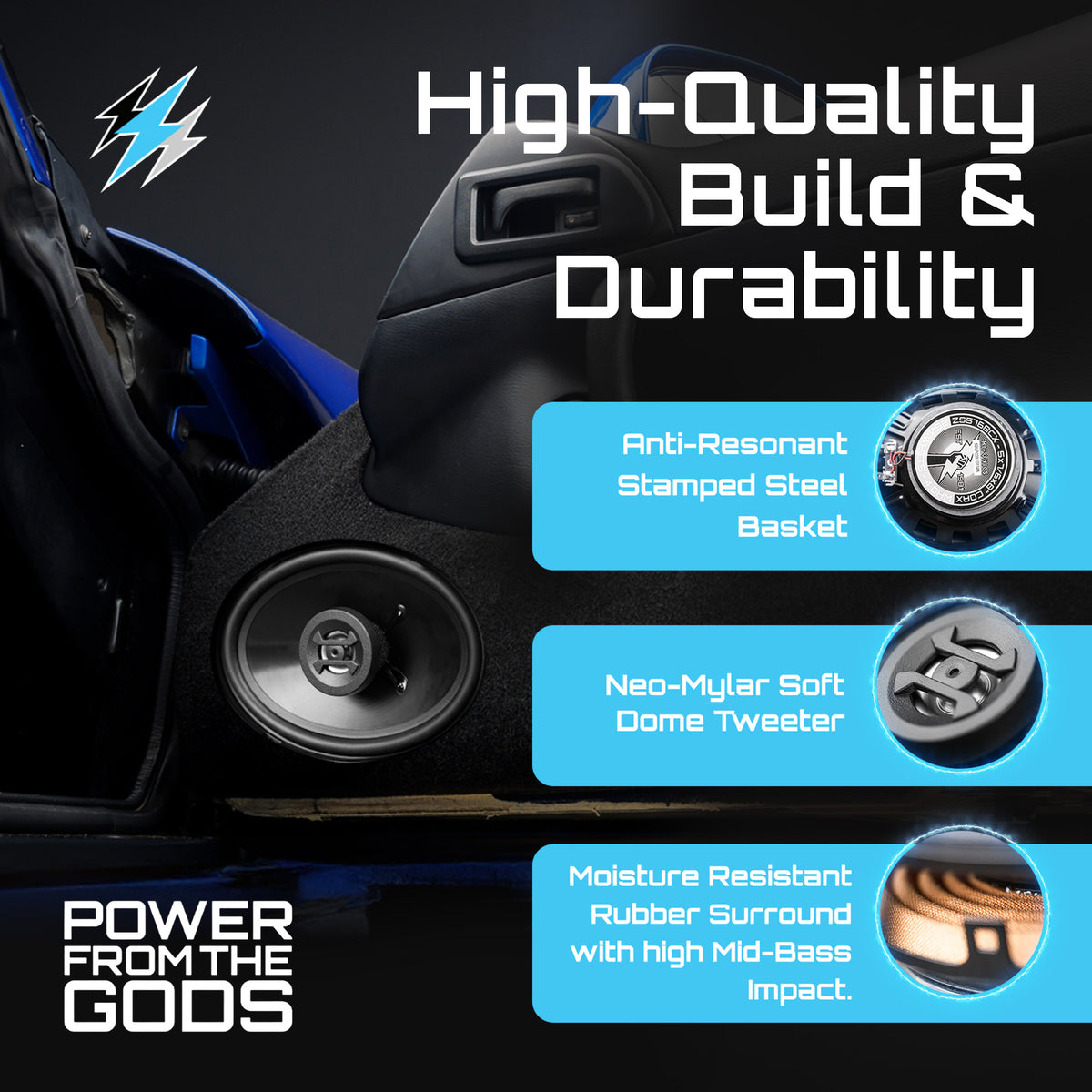 Hifonics Zeus ZS5768CX 5x7/6x8" 2 Way 250W Car Audio Coaxial Speakers, 2 Pairs - VMInnovations