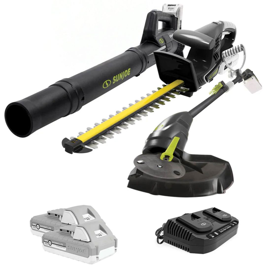 Sun Joe IONMAX Cordless Leaf Blower, Grass and Hedge Trimmer Kit  (Open Box)