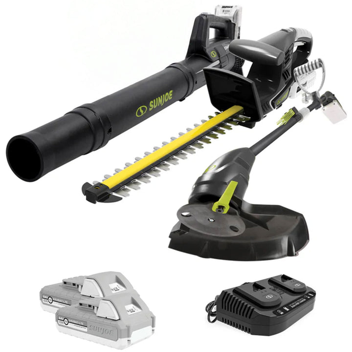 Sun Joe IONMAX Cordless Leaf Blower, Grass and Hedge Trimmer Kit  (Open Box)
