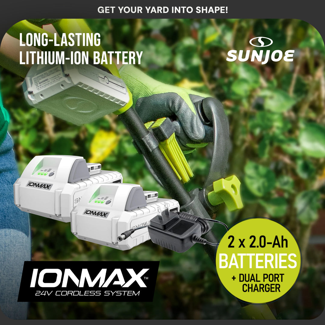 Sun Joe IONMAX Cordless Leaf Blower, Grass and Hedge Trimmer Kit, 24V-GT4MAX-LTE