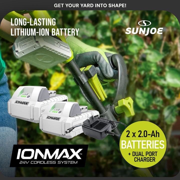 Sun Joe IONMAX Cordless Leaf Blower, Grass and Hedge Trimmer Kit, 24V-GT4MAX-LTE