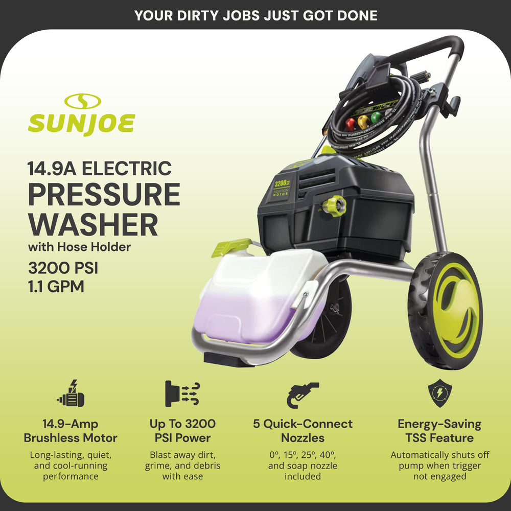 Sun Joe Electric Pressure Washer, Power Tool with 5 Quick Connect Tips, SPX4800 - VMInnovations