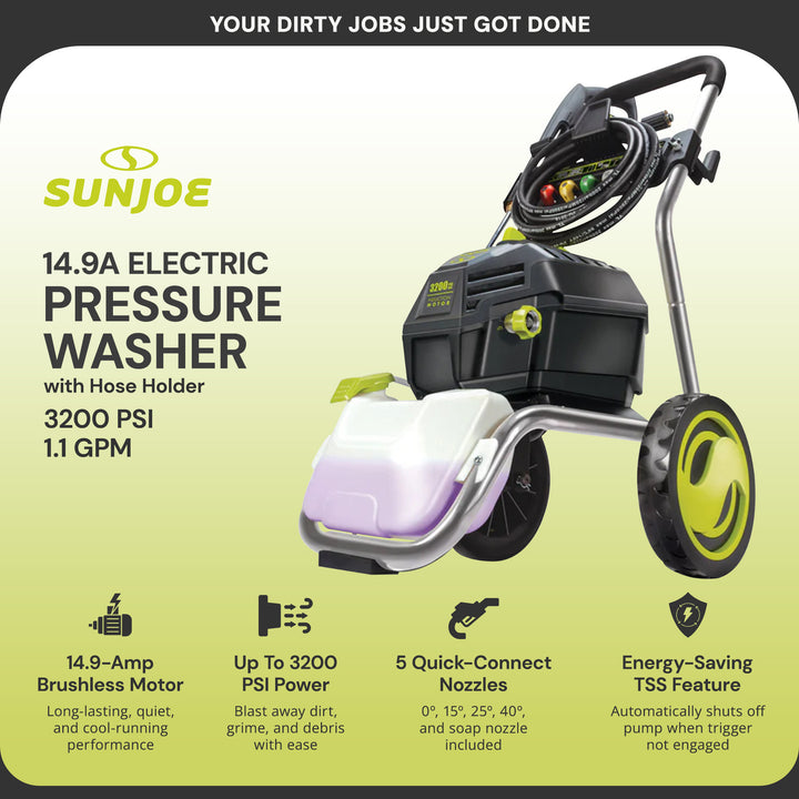 Sun Joe Electric Pressure Washer, Power Tool with 5 Quick Connect Tips, SPX4800 - VMInnovations
