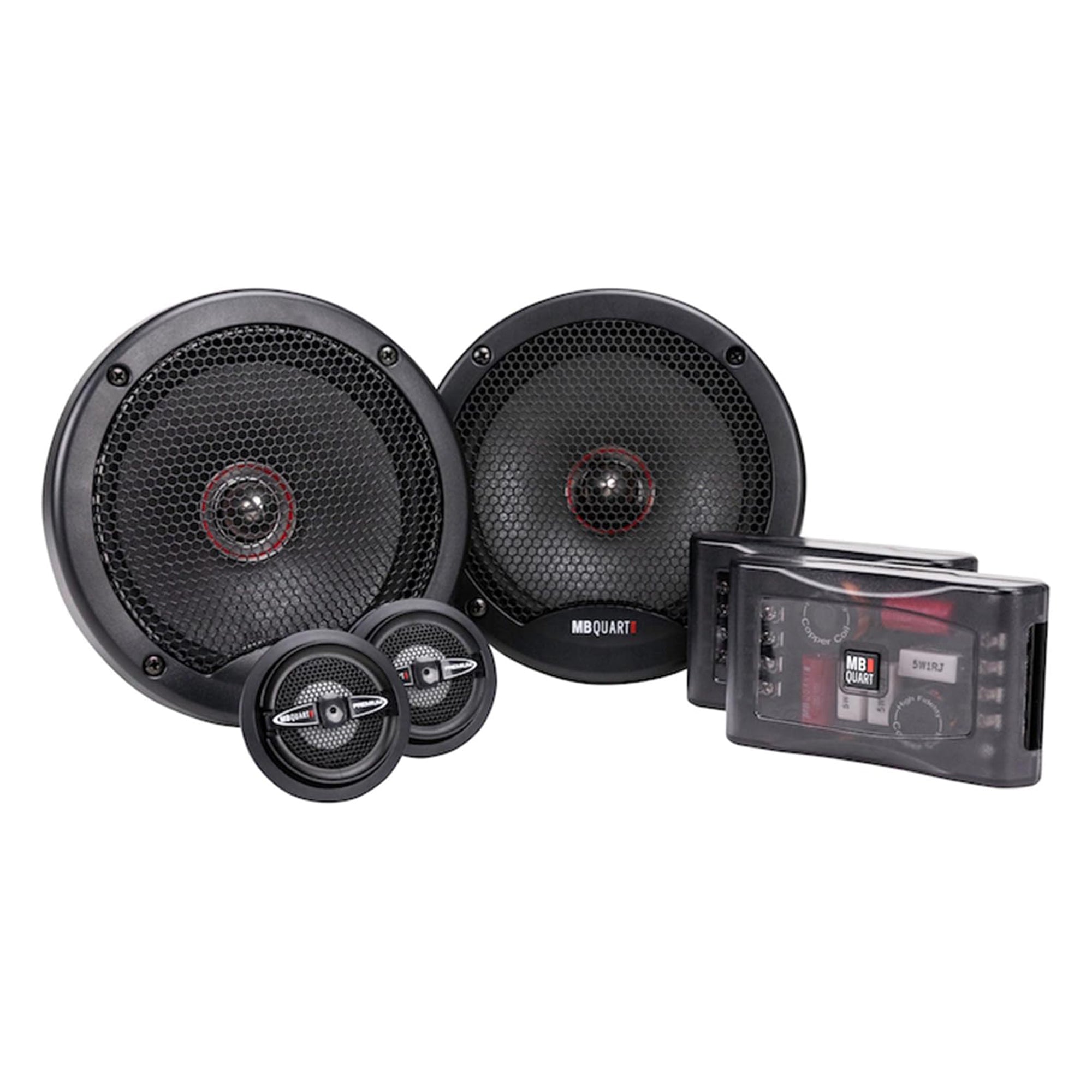 MB Quart PS1-216 Premium 6.5 Inch Car Speakers, 240 Watts, 2 Way, Black/Red - VMInnovations