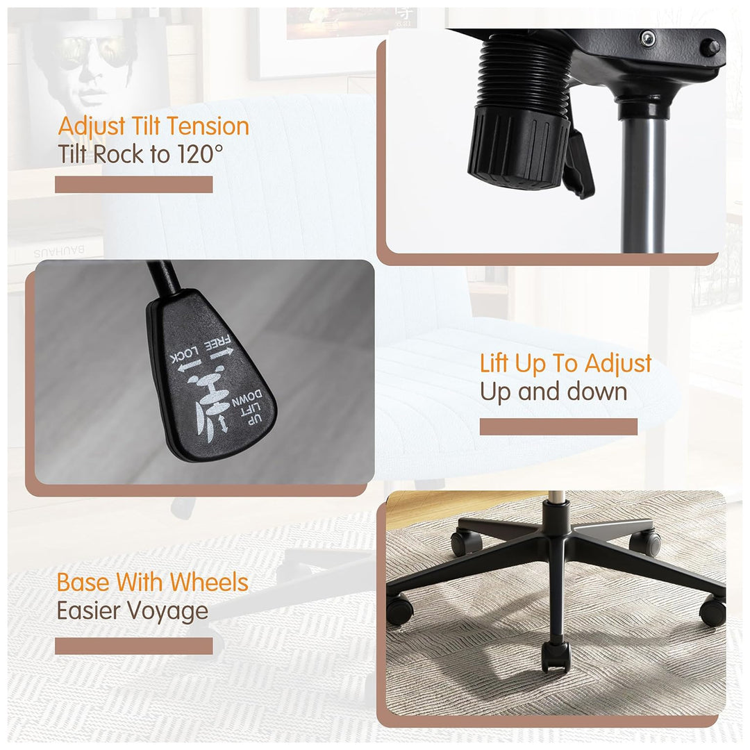 SUNLEI Cross-Legged Office Chair w/Wheels, Adjustable Swivel, Blue (Used)