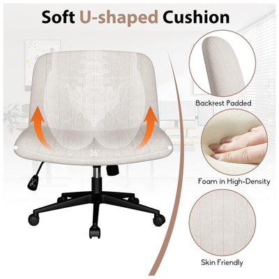 SUNLEI Cross-Legged Office Chair w/Wheels, Adjustable Swivel, Armless(Open Box) - VMInnovations