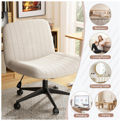 SUNLEI Cross-Legged Office Chair w/Wheels, Adjustable Swivel, Armless(Open Box) - VMInnovations