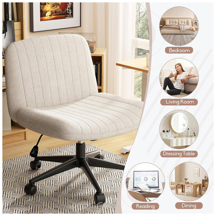 SUNLEI Cross-Legged Office Chair w/Wheels, Adjustable Swivel, Armless(Open Box)