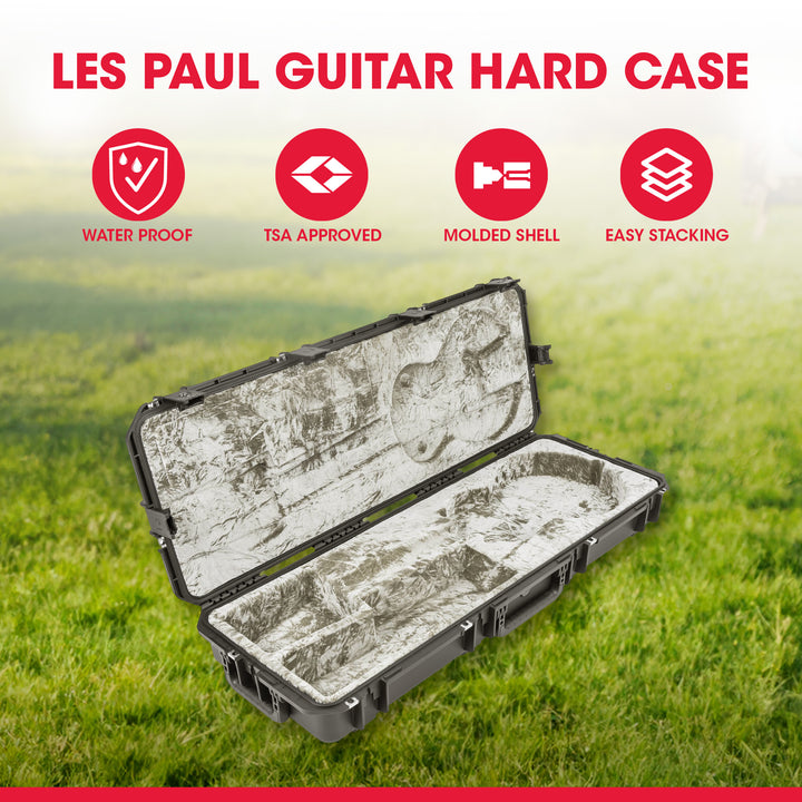 SKB iSeries Les Paul Guitar Hard Case with Plush Interior, TSA Latches & Wheels
