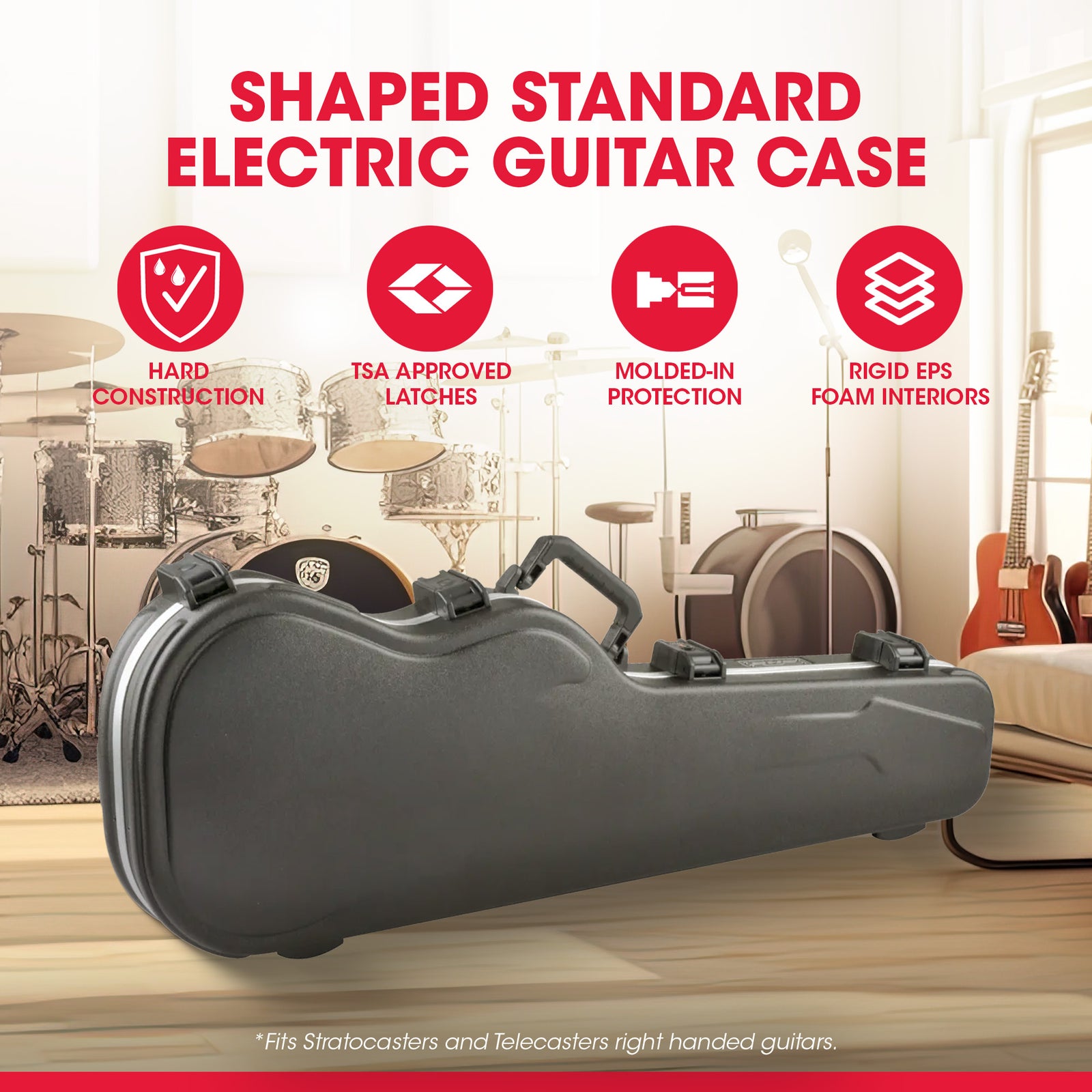 SKB Cases Standard Electric Guitar Shaped Case with TSA Recognized Locking Latch - VMInnovations