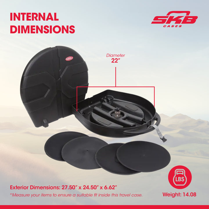 SKB ATA 22 Inch Cymbal Vault, Rolling Case with Handle, Wheels & Dividers, Black