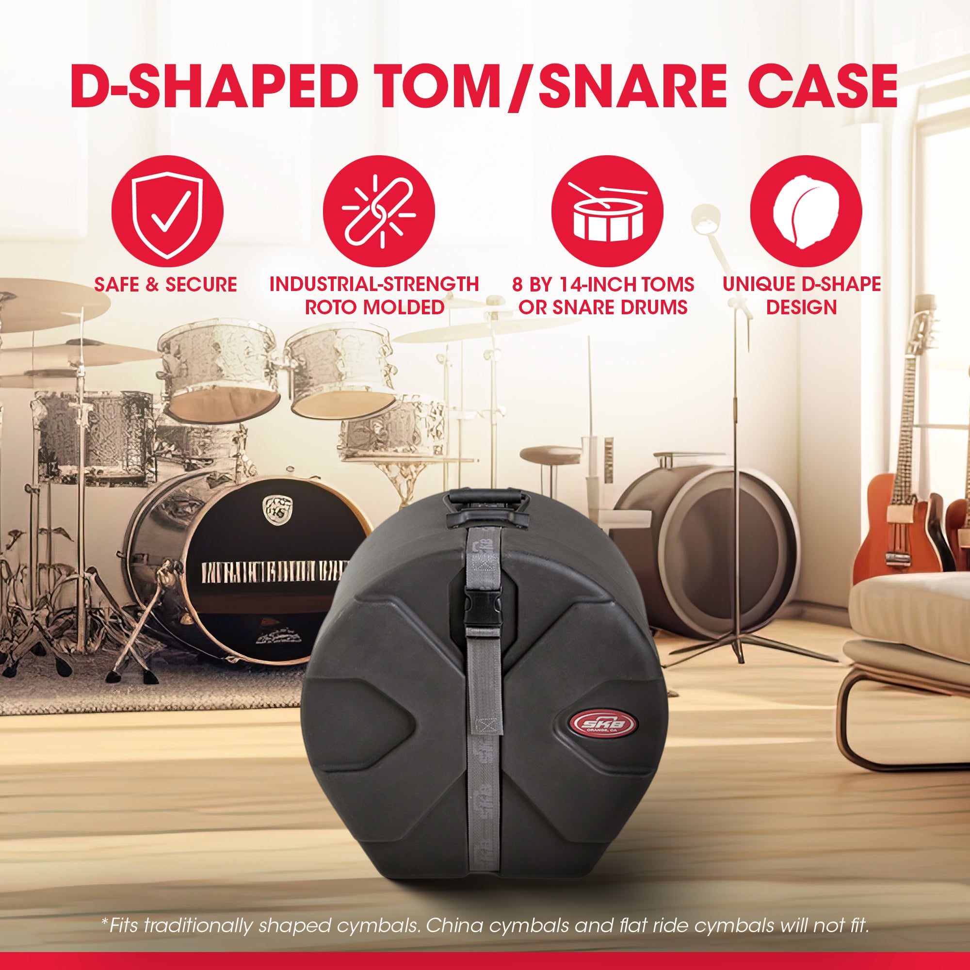 SKB Cases 8" x 14" Tom/Snare Case w/Padded Interior & D-Shaped Drum (Open Box) - VMInnovations