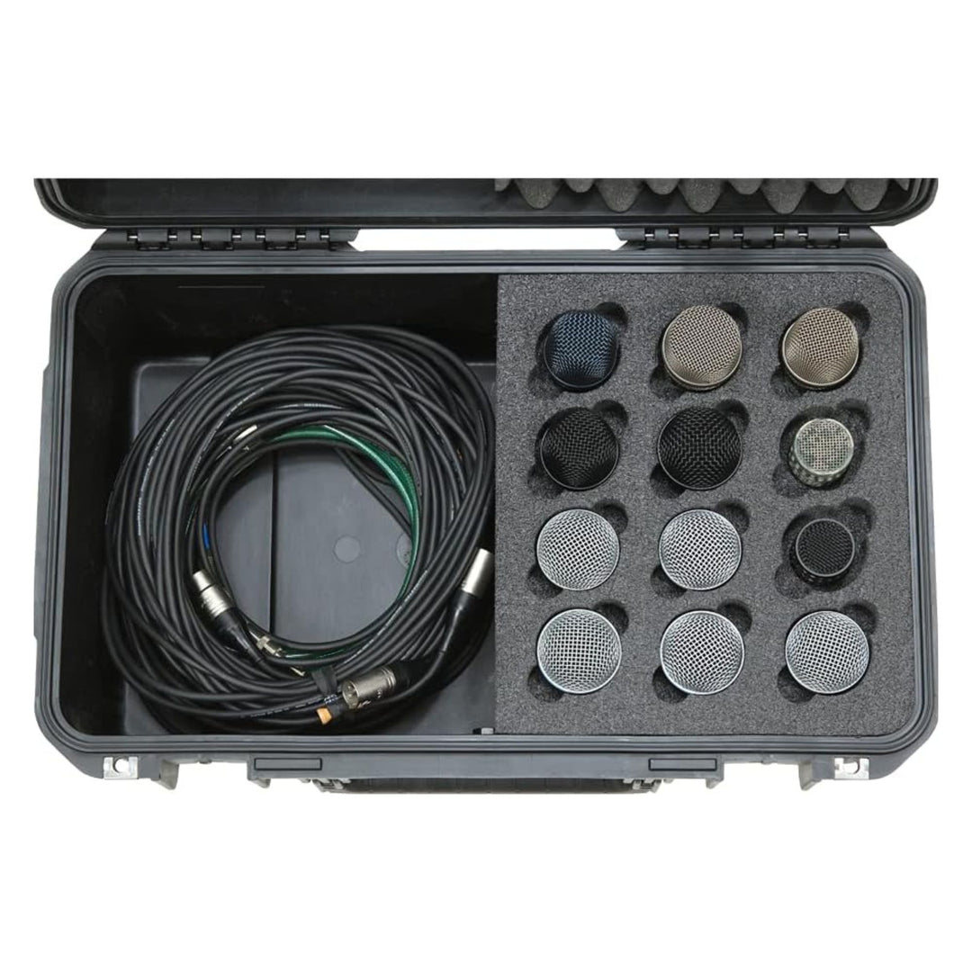 SKB iSeries Microphone Hard Case with 12-Slot Foam Interior and Cable Storage