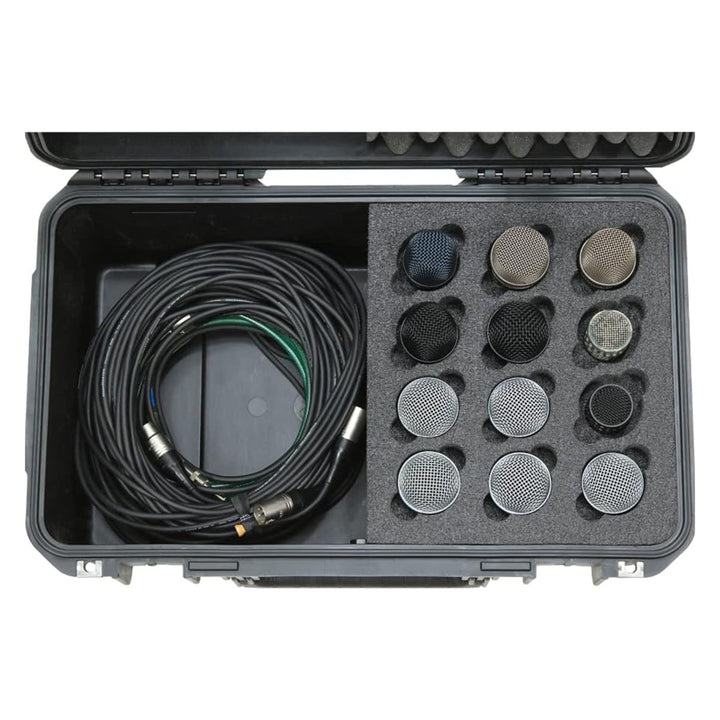 SKB iSeries Microphone Hard Case with 12-Slot Foam Interior and Cable Storage