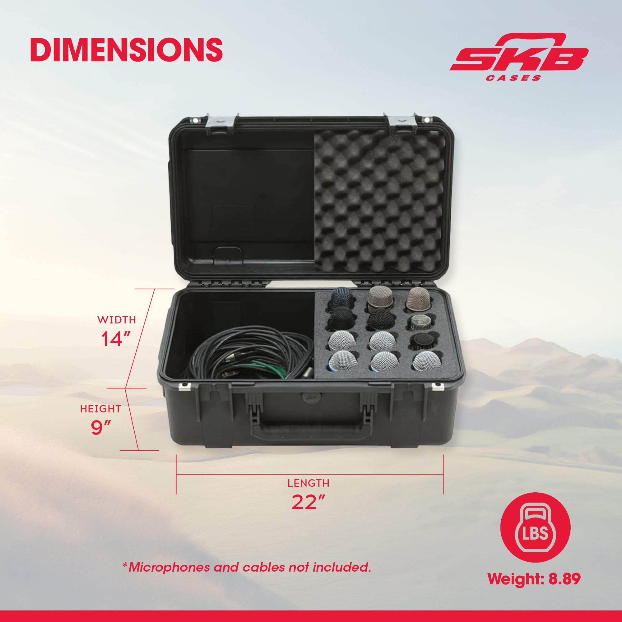SKB iSeries Microphone Hard Case with 12-Slot Foam Interior and Cable Storage - VMInnovations
