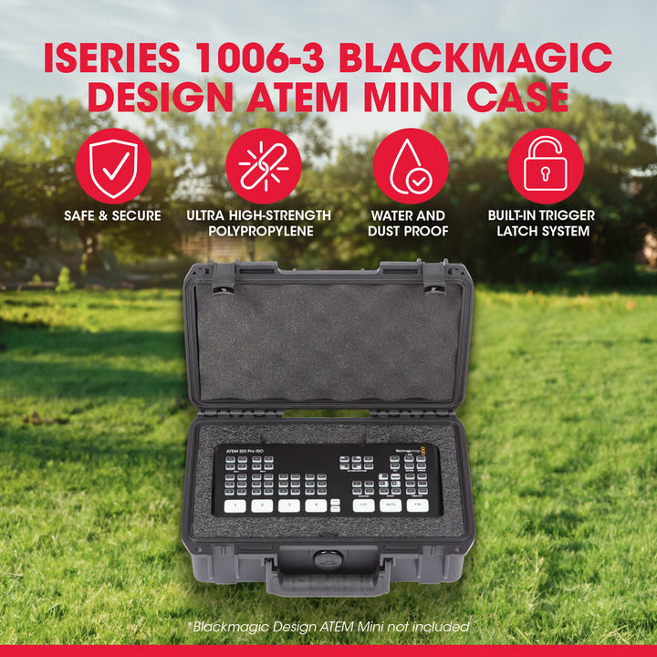 SKB Media Equipment Case Storage Box for ATEM Mini Switcher, 3i-10063ATM, Black