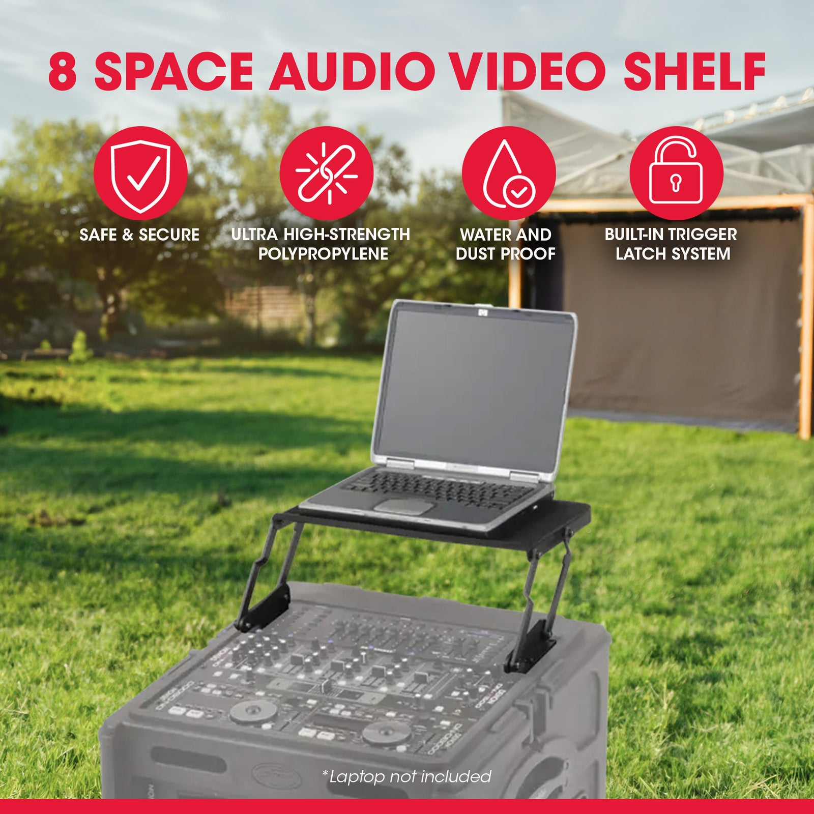 SKB Durable Audio Video Equipment Rack Shelf Mount for 8U Slant Top Racks, Black - VMInnovations