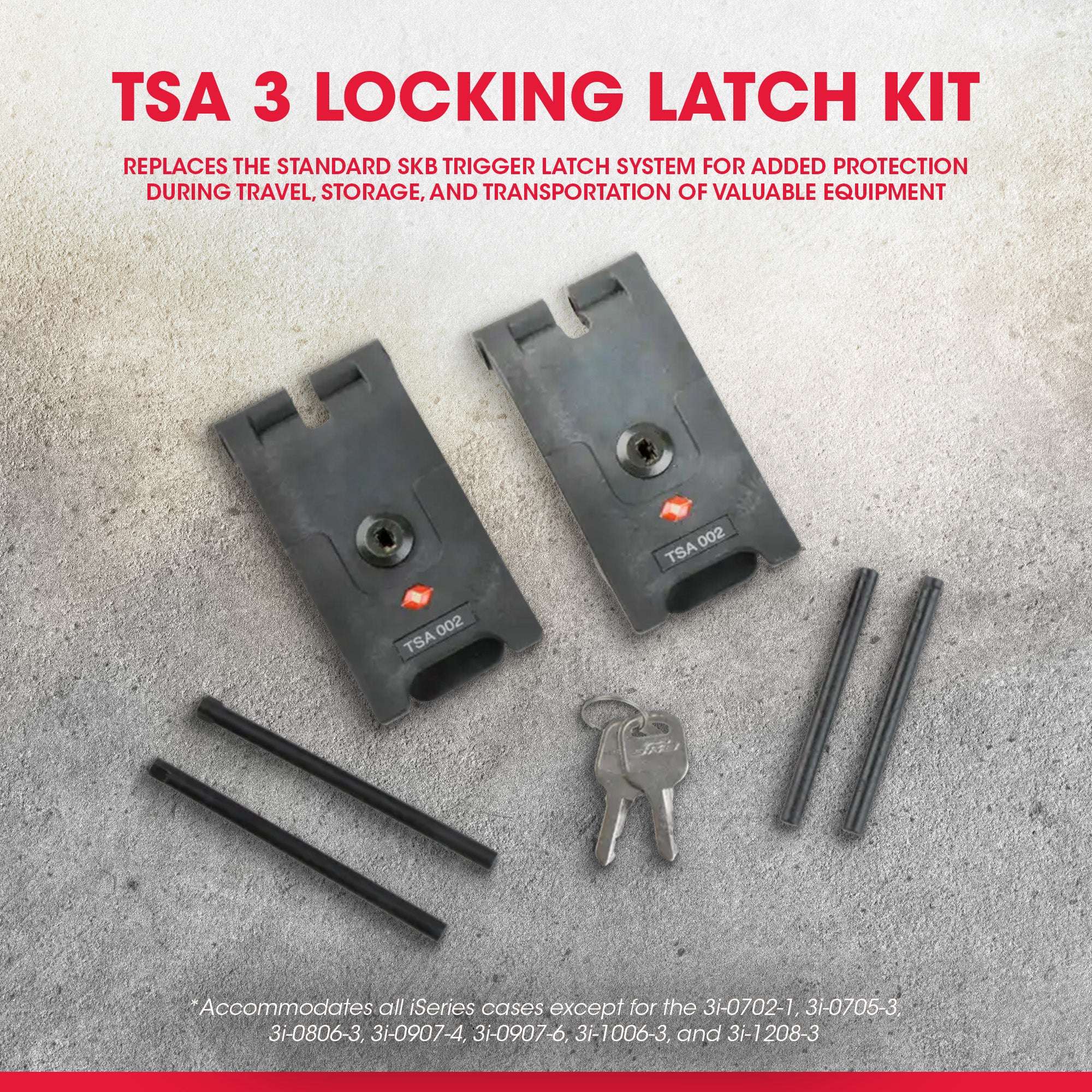 SKB TSA 3 Latch Kit for iSeries, Travel Approved Lock Set w/ Keys/Pins(Open Box) - VMInnovations