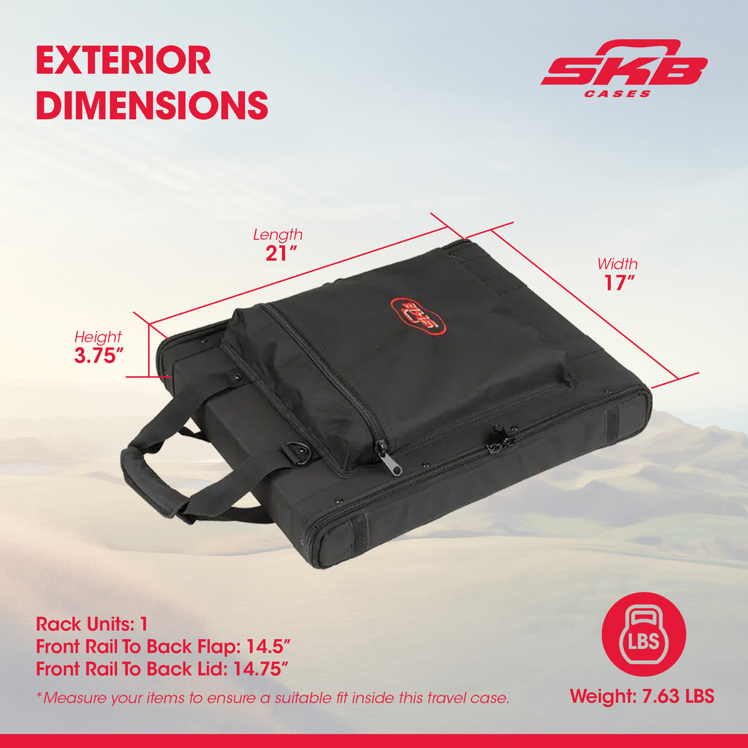 SKB Cases 1U Soft Rack Case for Wireless Microphone Systems with Steel Rails