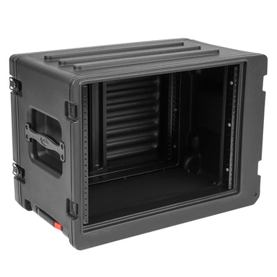 SKB 8U rSeries Shallow Rolling Rack with Integrated Back Wheels and Pull Handle - VMInnovations