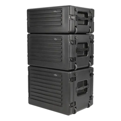 SKB 8U rSeries Shallow Rolling Rack with Integrated Back Wheels and Pull Handle - VMInnovations