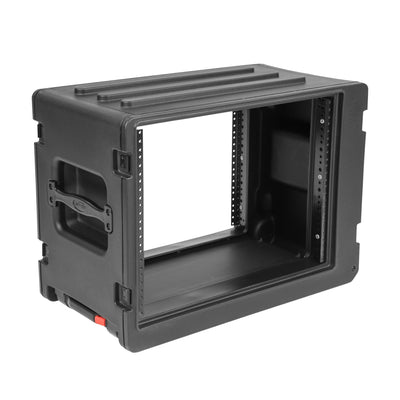 SKB 8U rSeries Shallow Rolling Rack with Integrated Back Wheels and Pull Handle - VMInnovations
