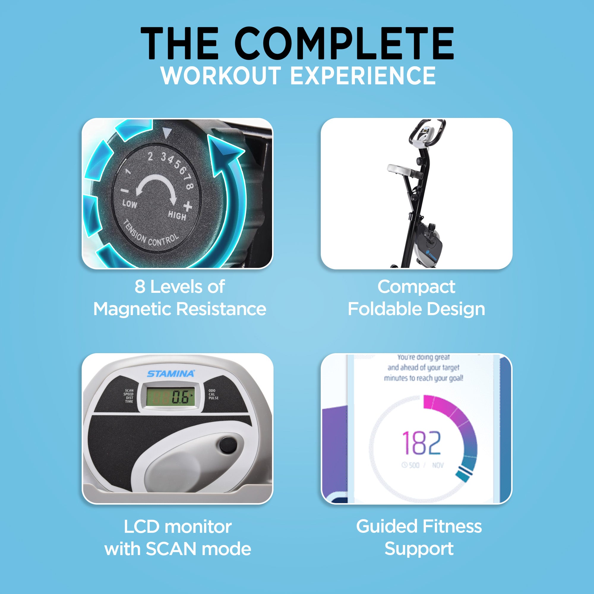 Stamina Products Foldable Exercise Bike with Smart Workout App for Home Fitness - VMInnovations