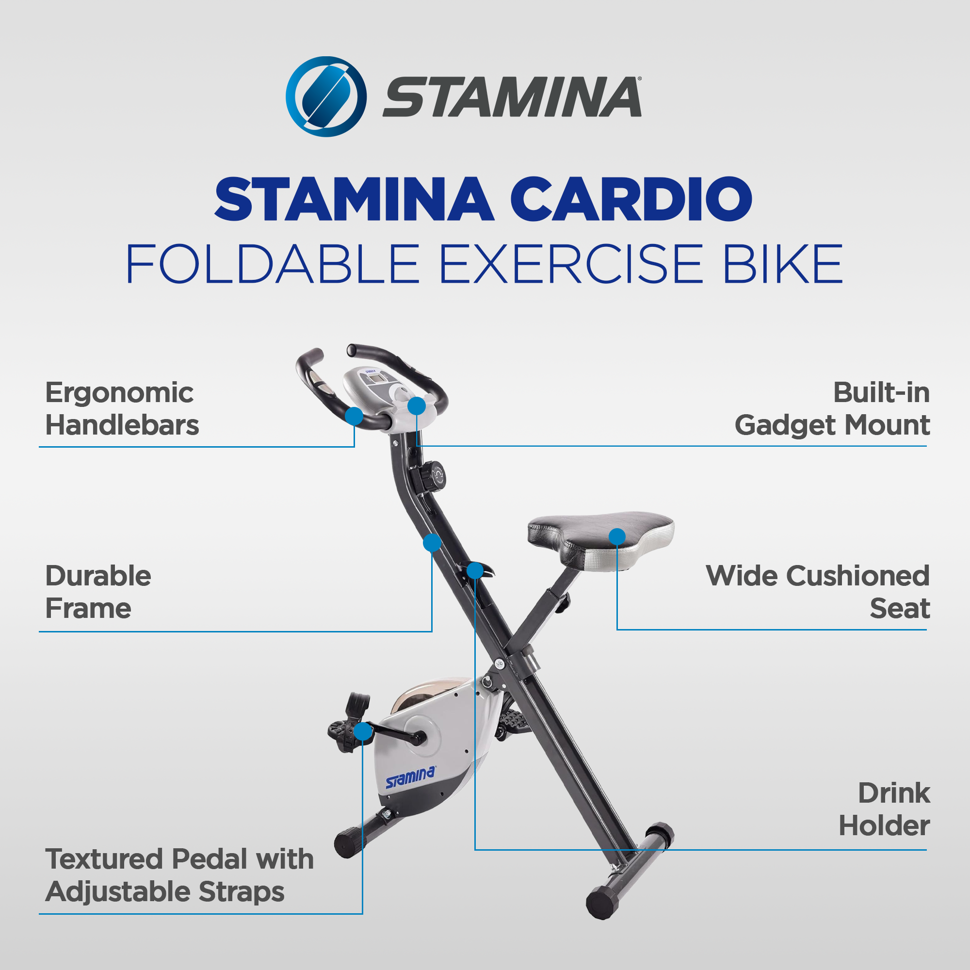 Stamina Products Foldable Exercise Bike with Smart Workout App for Home Fitness - VMInnovations