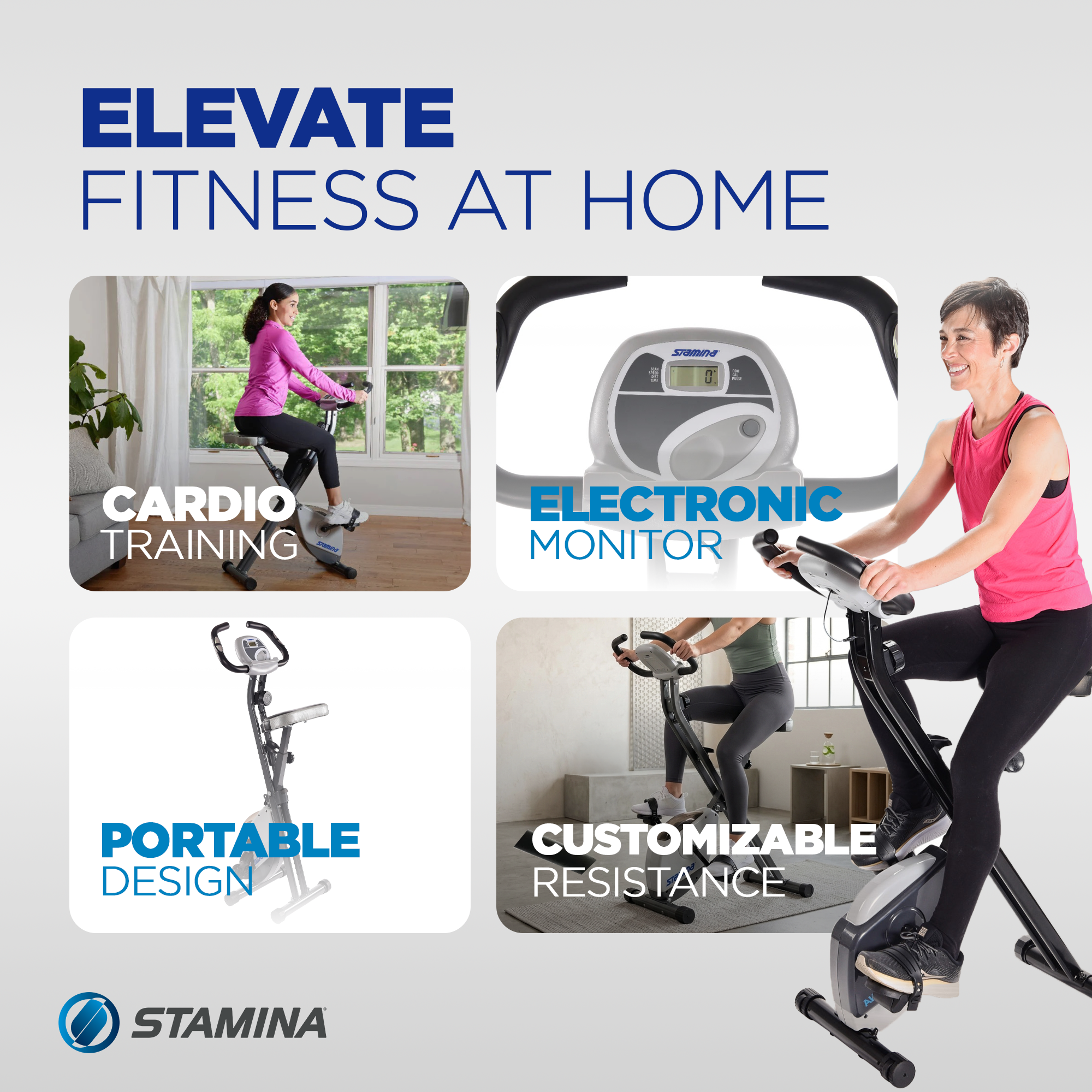 Stamina Products Foldable Exercise Bike with Smart Workout App for Home Fitness - VMInnovations