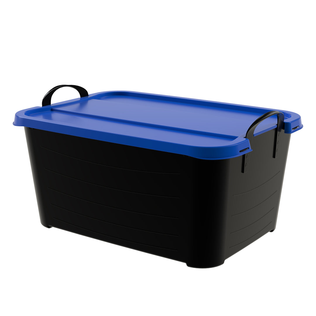 Life Story 55Qt Stackable Storage Bin, Versatile Lidded Container, Black, 6 Pack
