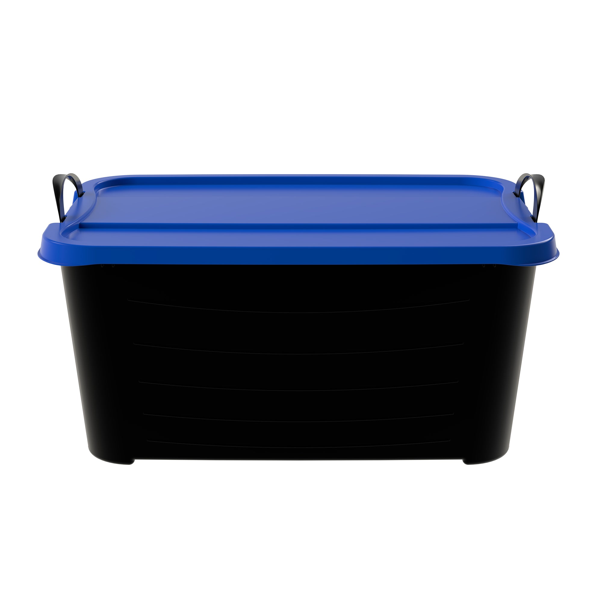 Life Story 55 Qt Stackable Storage Bin, Versatile Lidded Container, Black/Blue - VMInnovations