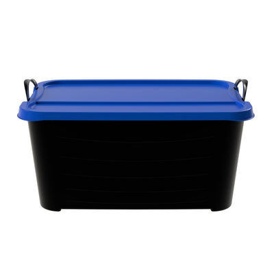 Life Story 55 Qt Stackable Storage Bin, Versatile Lidded Container, Black/Blue - VMInnovations