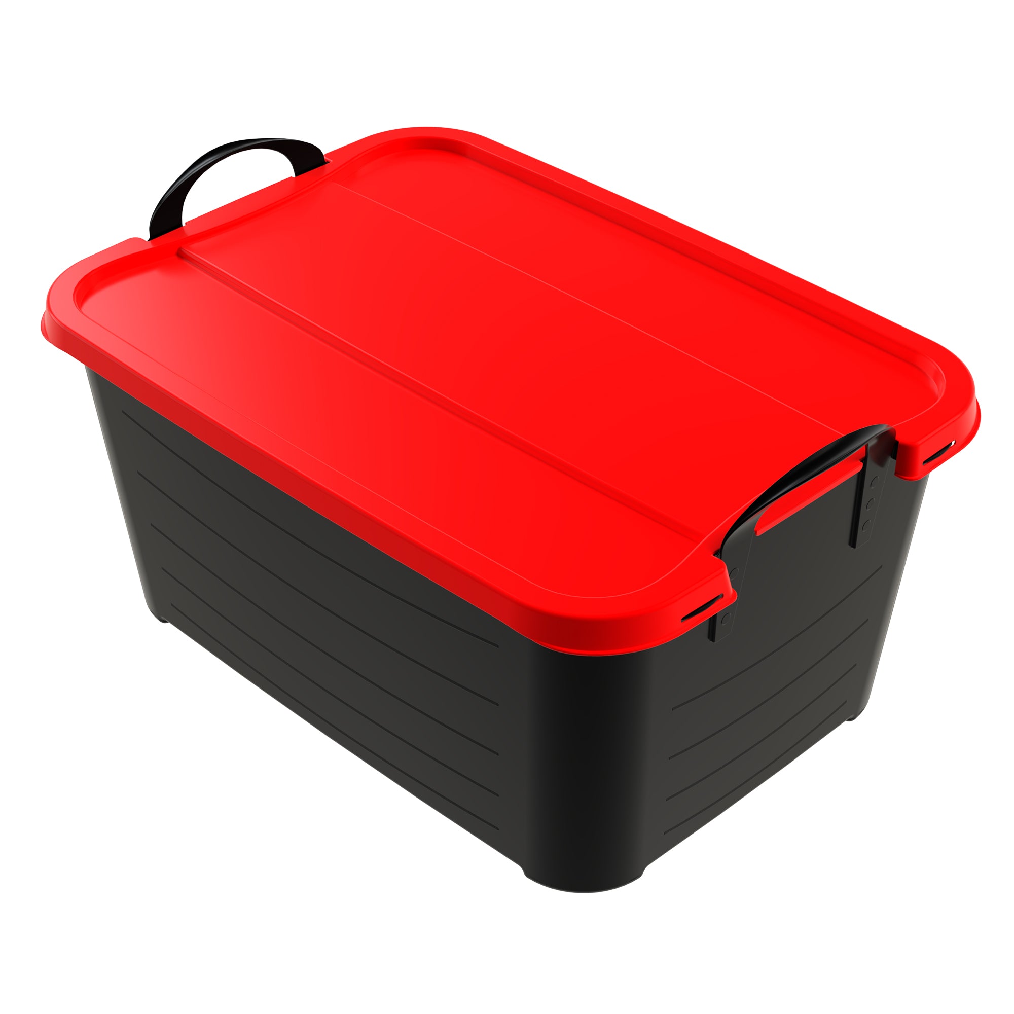 Life Story 55 Qt Stackable Storage Bin, Versatile Lidded Container, Black/Red - VMInnovations