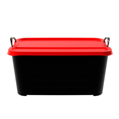 Life Story 55 Qt Stackable Storage Bin, Versatile Lidded Container, Black/Red - VMInnovations