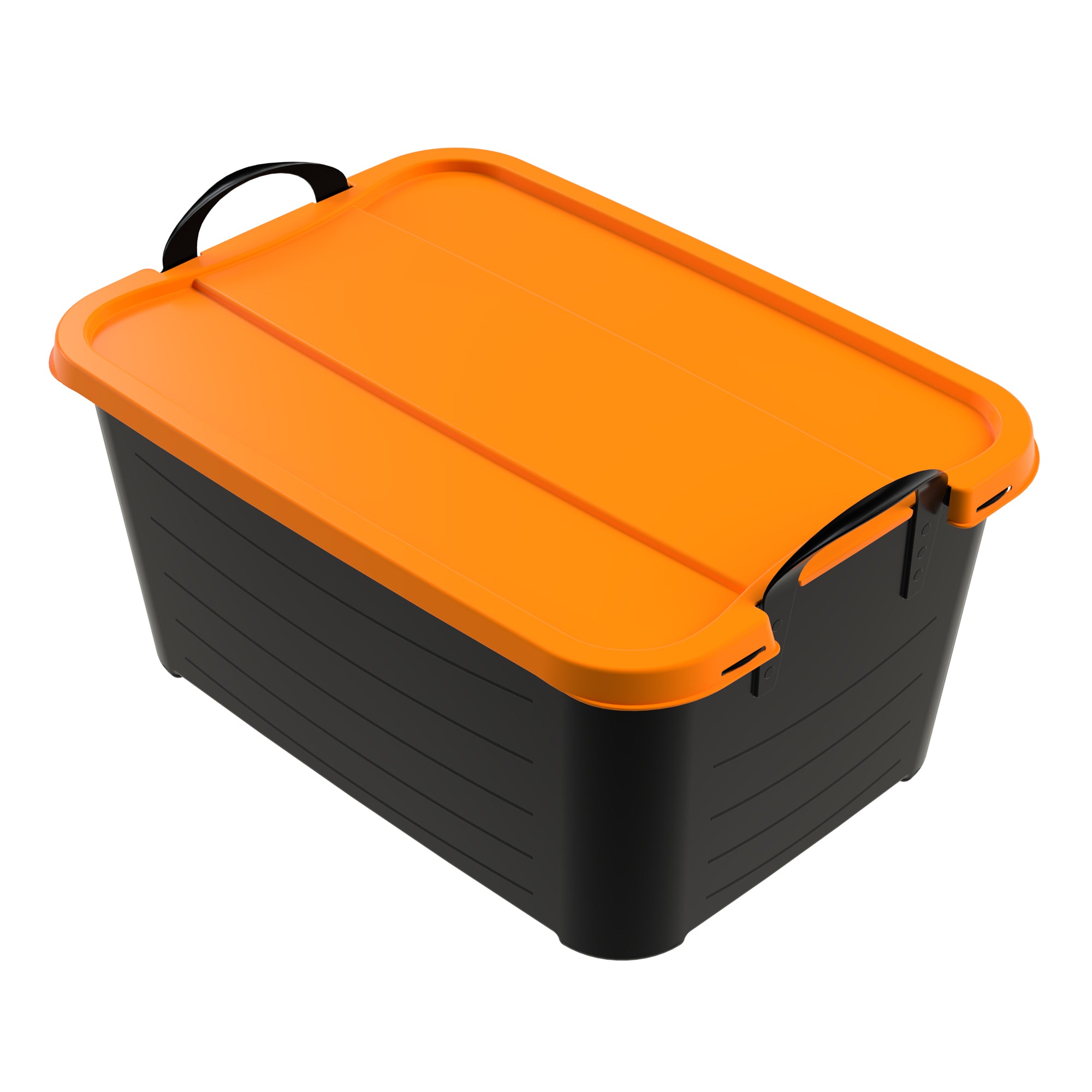 Life Story 55 Qt Stackable Storage Bin, Versatile Lidded Container, Black/Orange - VMInnovations