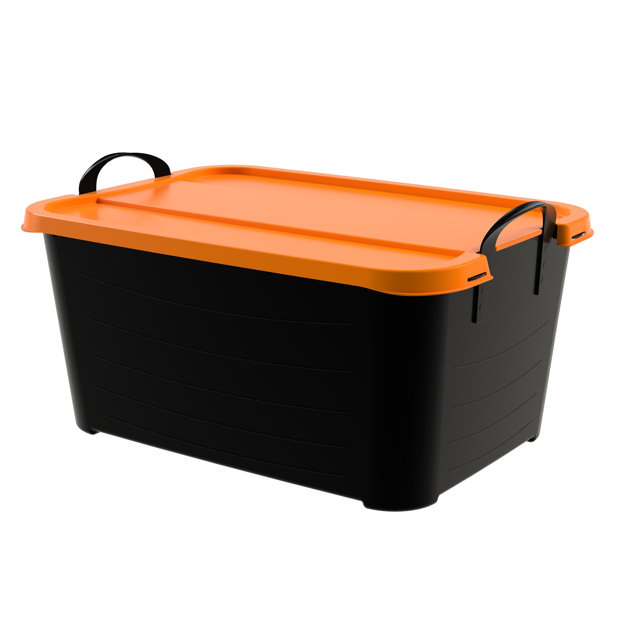 Life Story 55 Qt Stackable Storage Bin, Versatile Lidded Container, Black/Orange - VMInnovations