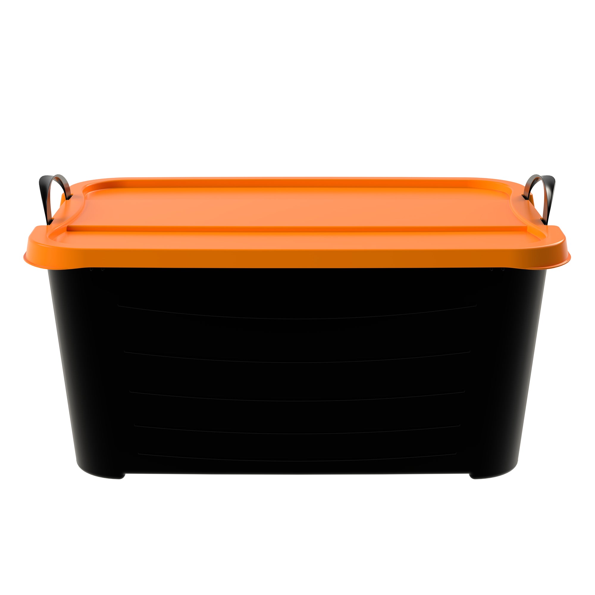 Life Story 55 Qt Stackable Storage Bin, Versatile Lidded Container, Black/Orange - VMInnovations