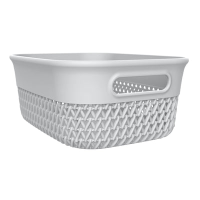 Life Story 4 Qt Decorative Storage Basket, Small Plastic Home Organizer, White