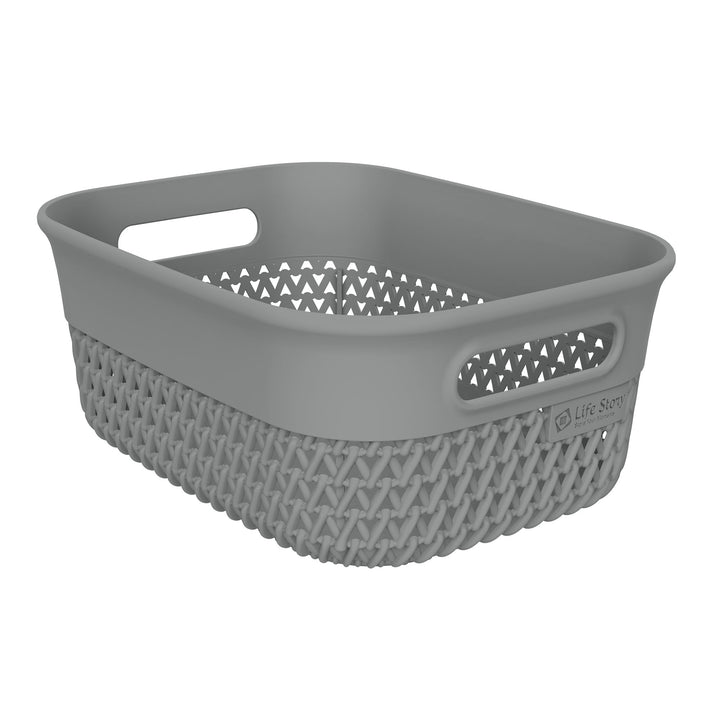 Life Story 4 Qt Decorative Storage Basket, Small Plastic Home Organizer, Gray